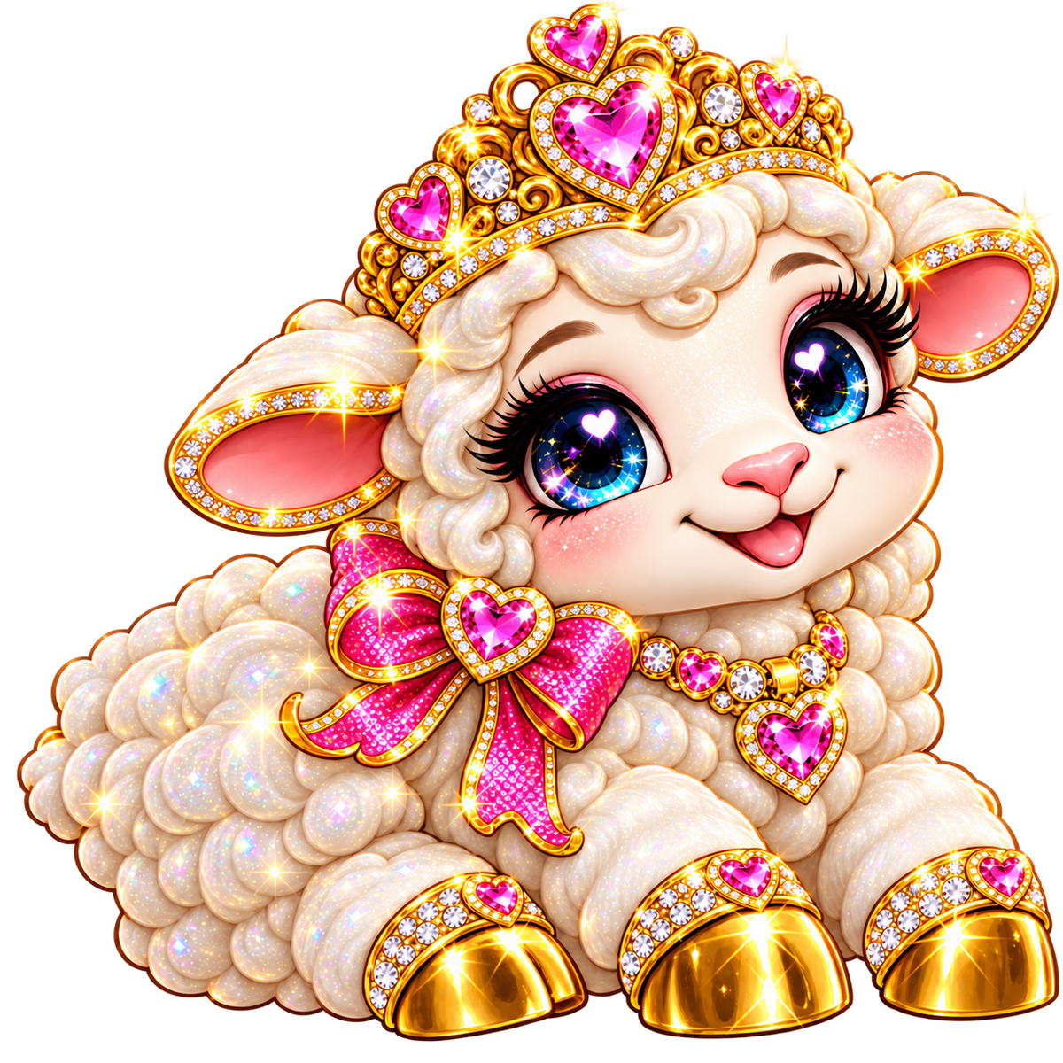 NFT sticker. A little sheep with decorations. Little lamb.