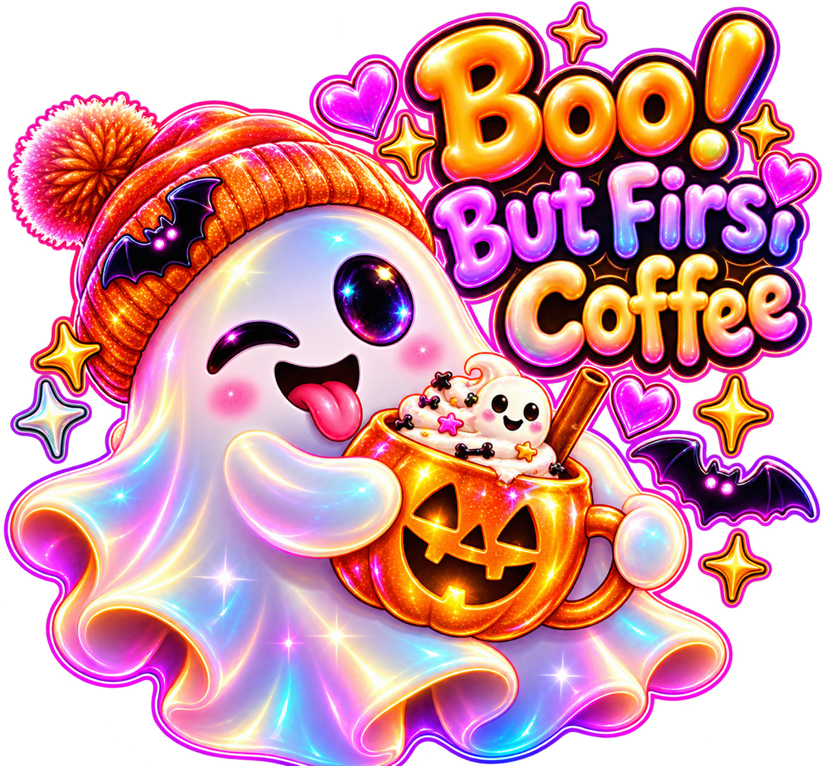 Halloween Ghost Coffee Cup Sticker – Printable Digital Sticker