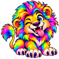 Rainbow Lion Wink Digital Stickers