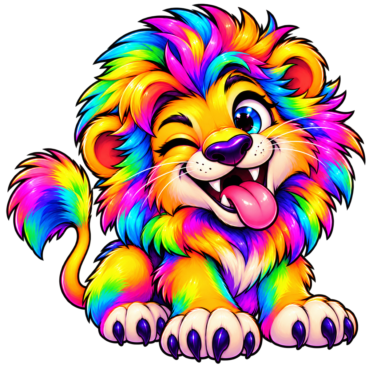 Rainbow Lion Wink Digital Stickers