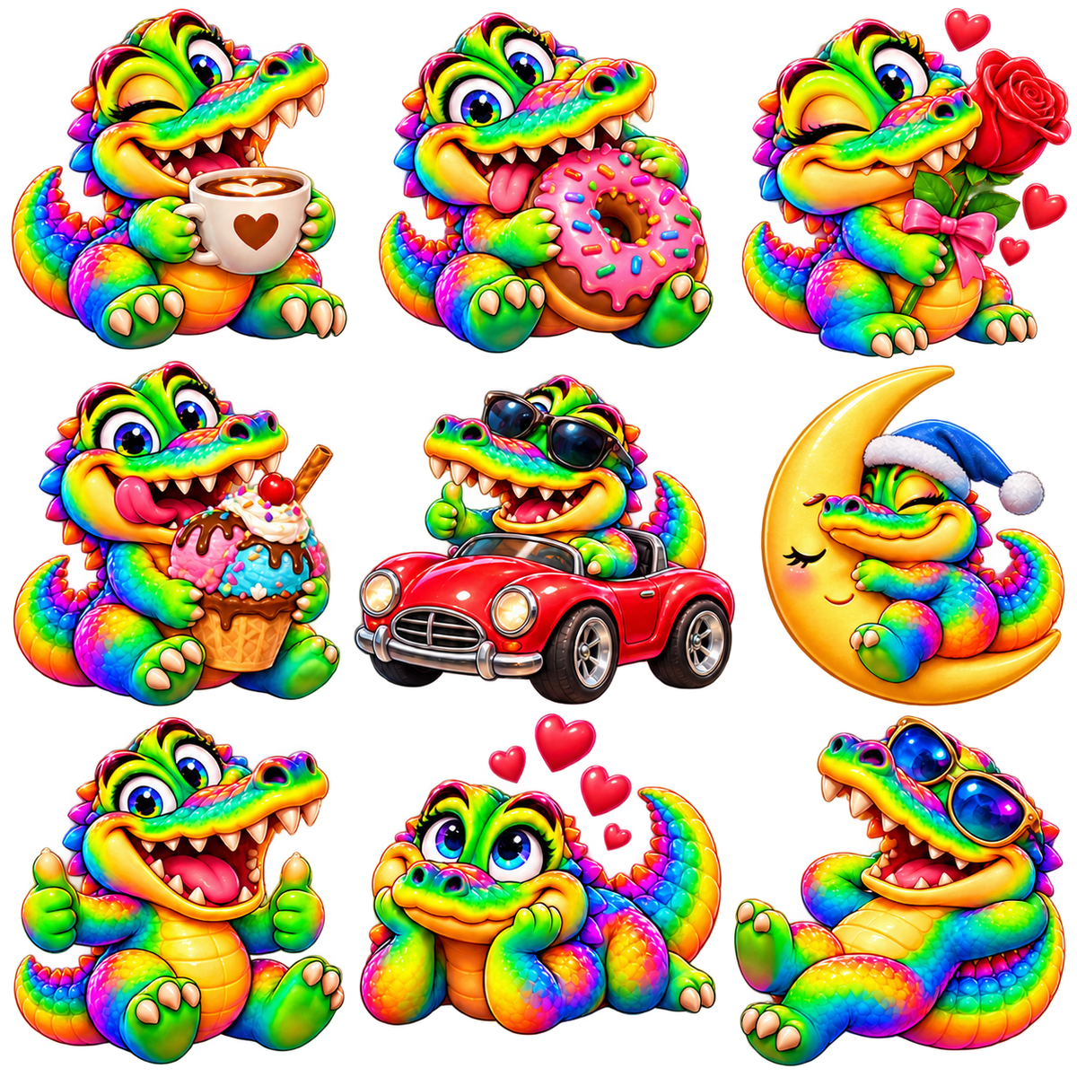 Rainbow Crocodile Sticker Collection