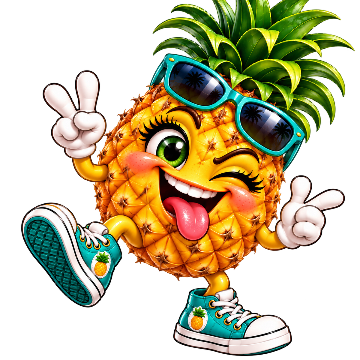 Dancing Pineapple Mascot Sticker – Digital PNG Sticker