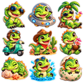 Colorful Dinosaur Stickers — Anime-Style Transparent PNG