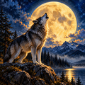 Wolf and moon.