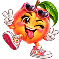 Dancing Peach Mascot Sticker – Digital PNG Sticker