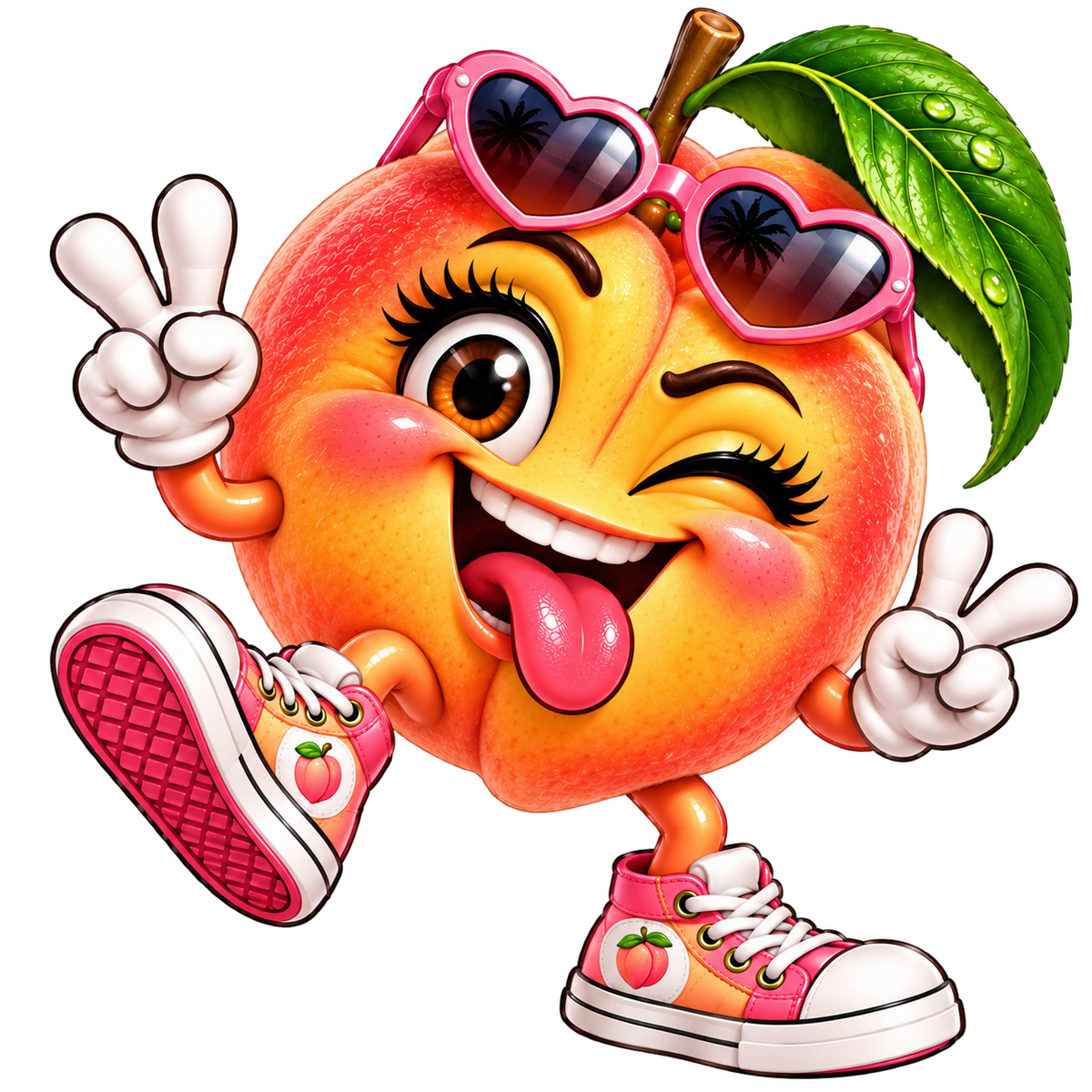 Dancing Peach Mascot Sticker – Digital PNG Sticker